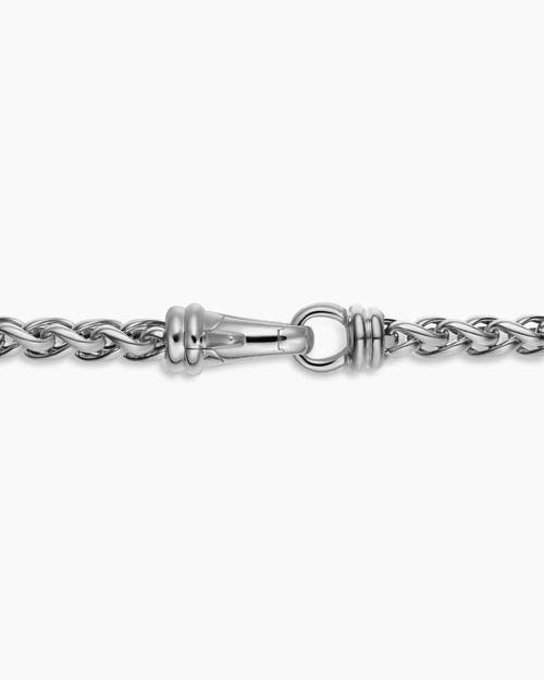 Mens Wheat Chain Necklace in Sterling Silver, 4mm