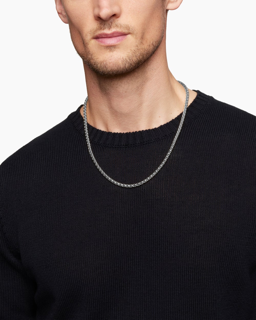 Mens Wheat Chain Necklace in Sterling Silver, 4mm