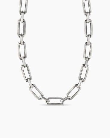 Elongated Open Chain Link Necklace in Sterling Silver, 8.5mm