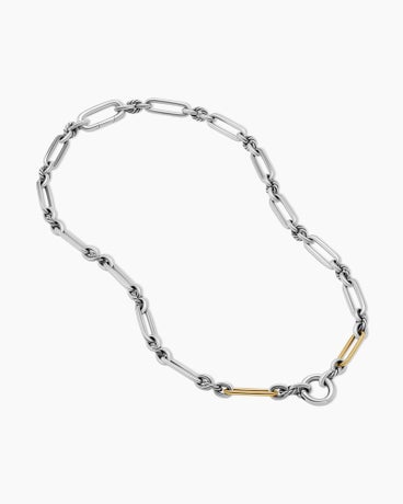 Lexington Chain Necklace in Sterling Silver with 18K Yellow Gold, 7mm