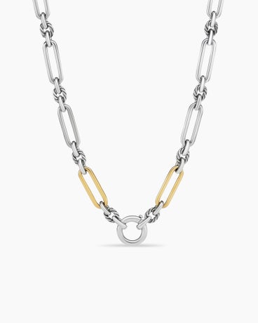 Lexington Chain Necklace in Sterling Silver with 18K Yellow Gold, 7mm