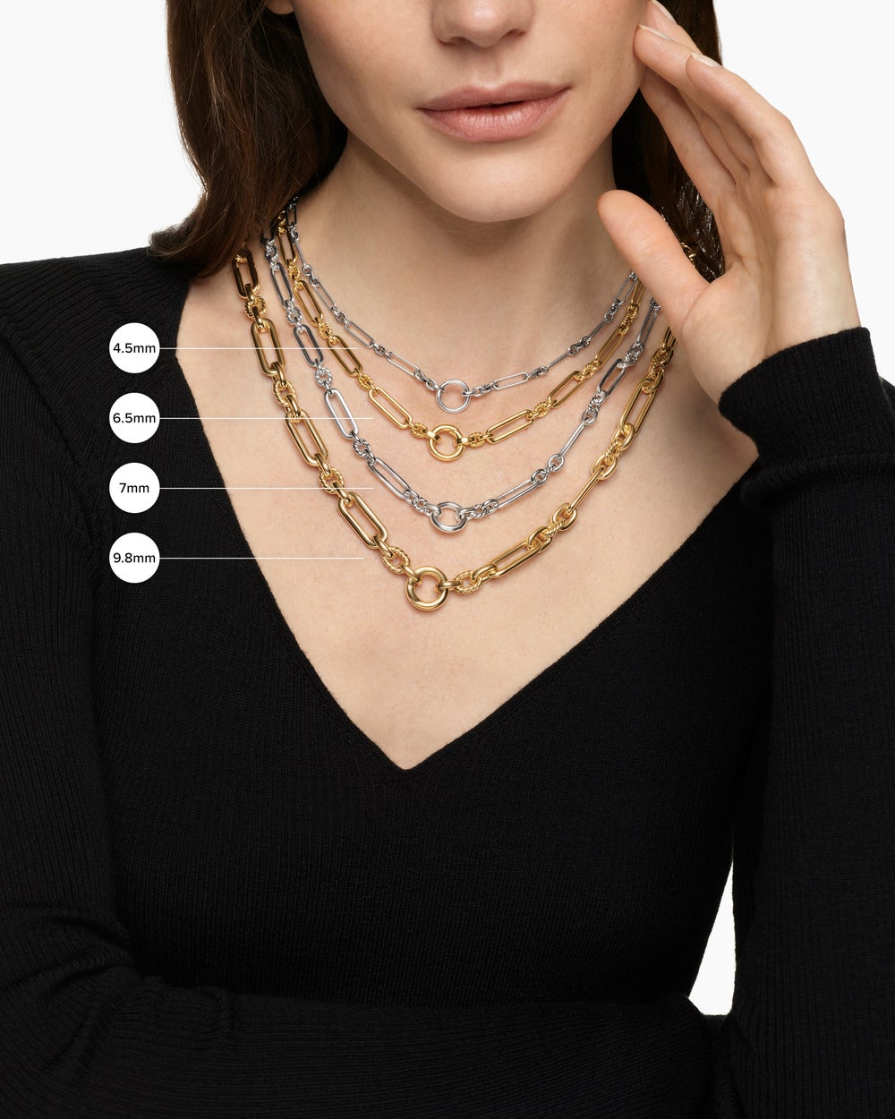 Womens Lexington Chain Necklace in 18ct Yellow Gold, 6.5mm
