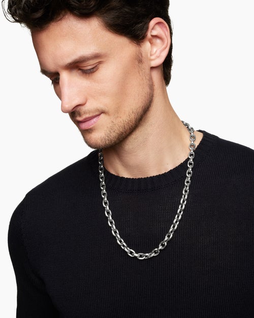 Mens Streamline® Link Necklace in Sterling Silver, 9.5mm