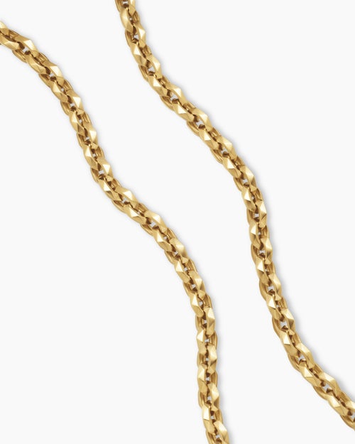 Mens Faceted Chain Necklace in 18K Yellow Gold, 7mm