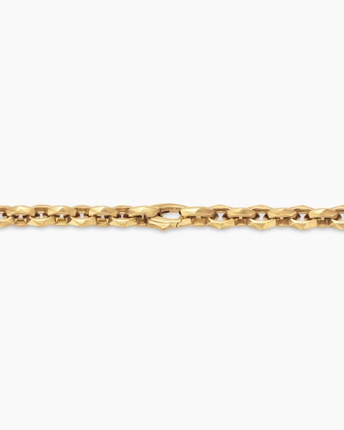 Mens Faceted Chain Necklace in 18K Yellow Gold, 7mm