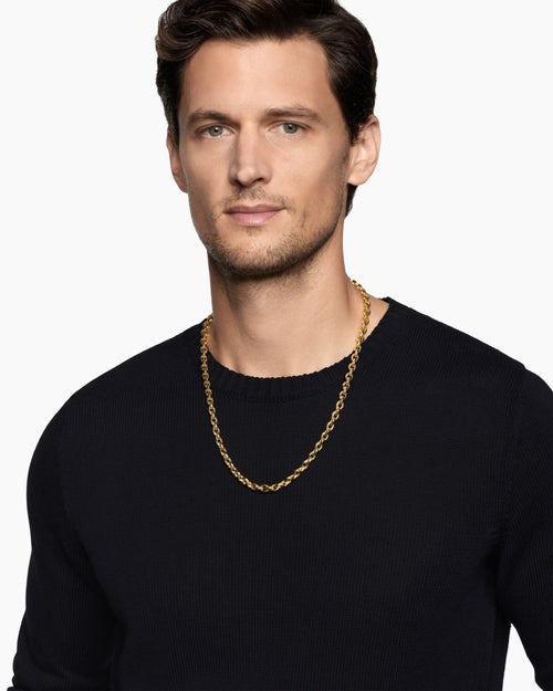 Mens Faceted Chain Necklace in 18K Yellow Gold, 7mm