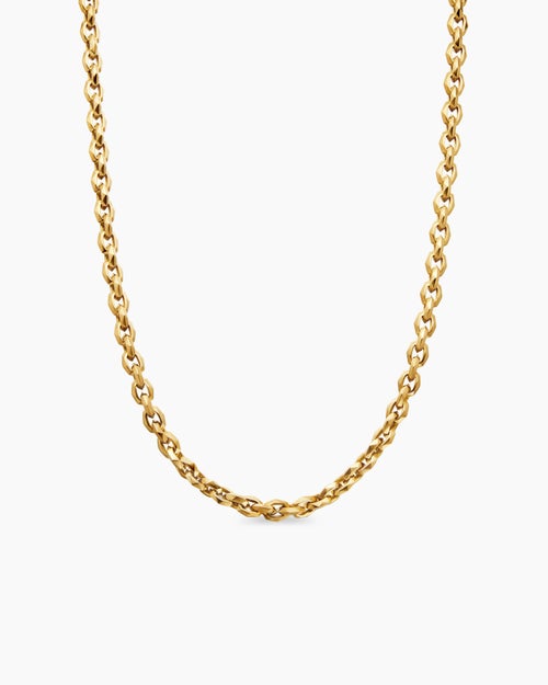 Mens Faceted Chain Necklace in 18K Yellow Gold, 7mm