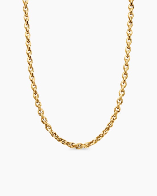 Faceted Chain Necklace in 18K Yellow Gold, 7mm