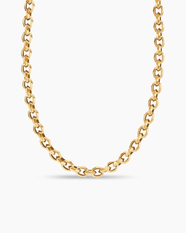 Torqued Faceted Chain Link Necklace in 18K Yellow Gold, 7mm