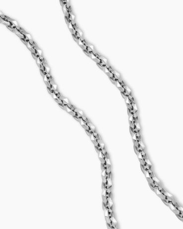 Torqued Faceted Chain Link Necklace in Sterling Silver, 7mm