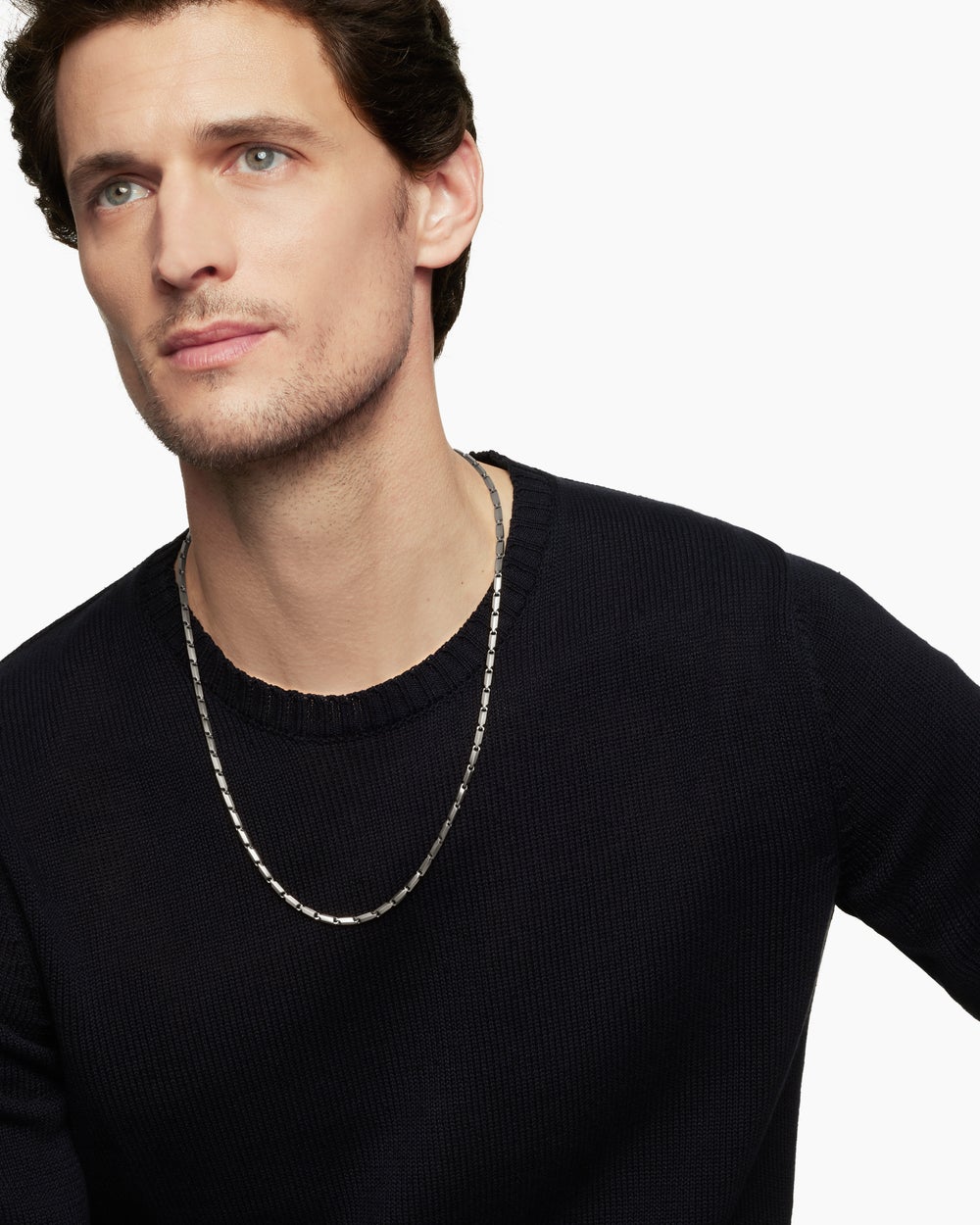 Mens Streamline Chain Necklace in Sterling Silver, 3mm