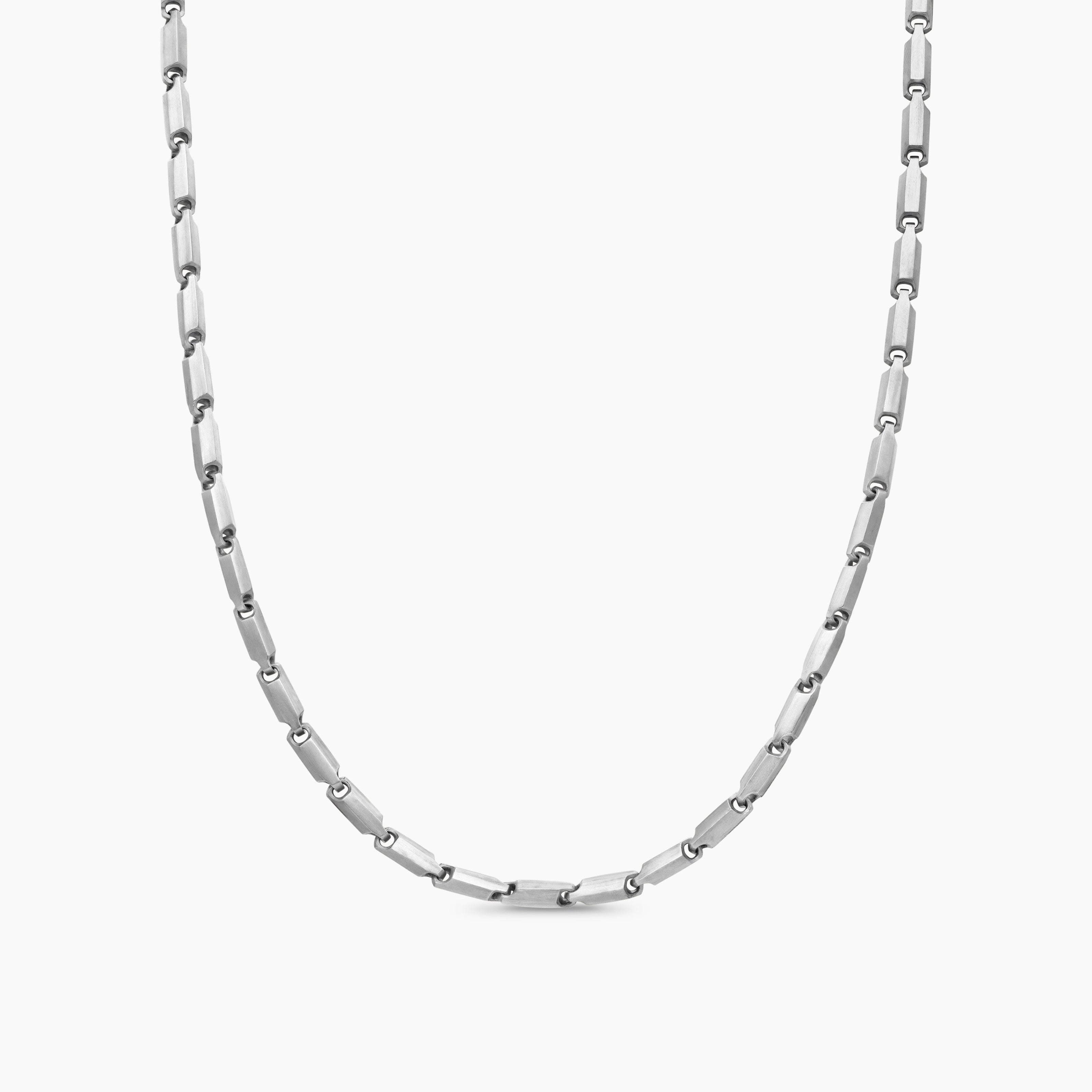 Mens Streamline Chain Necklace in Sterling Silver, 3mm