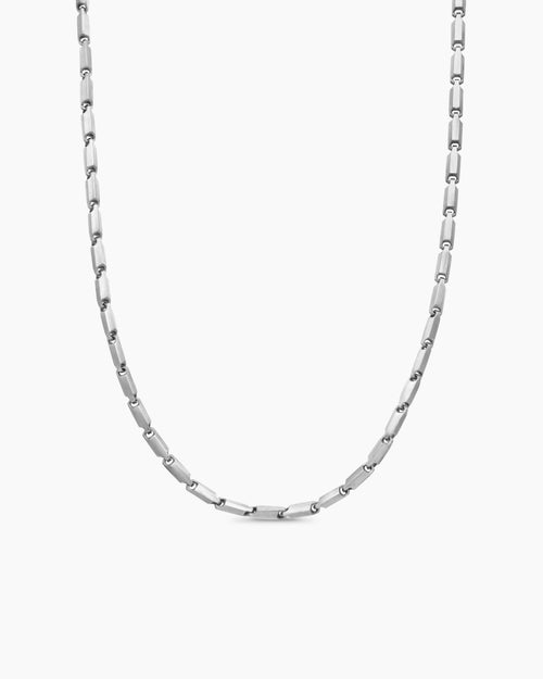 Mens Streamline Chain Necklace in Sterling Silver, 3mm