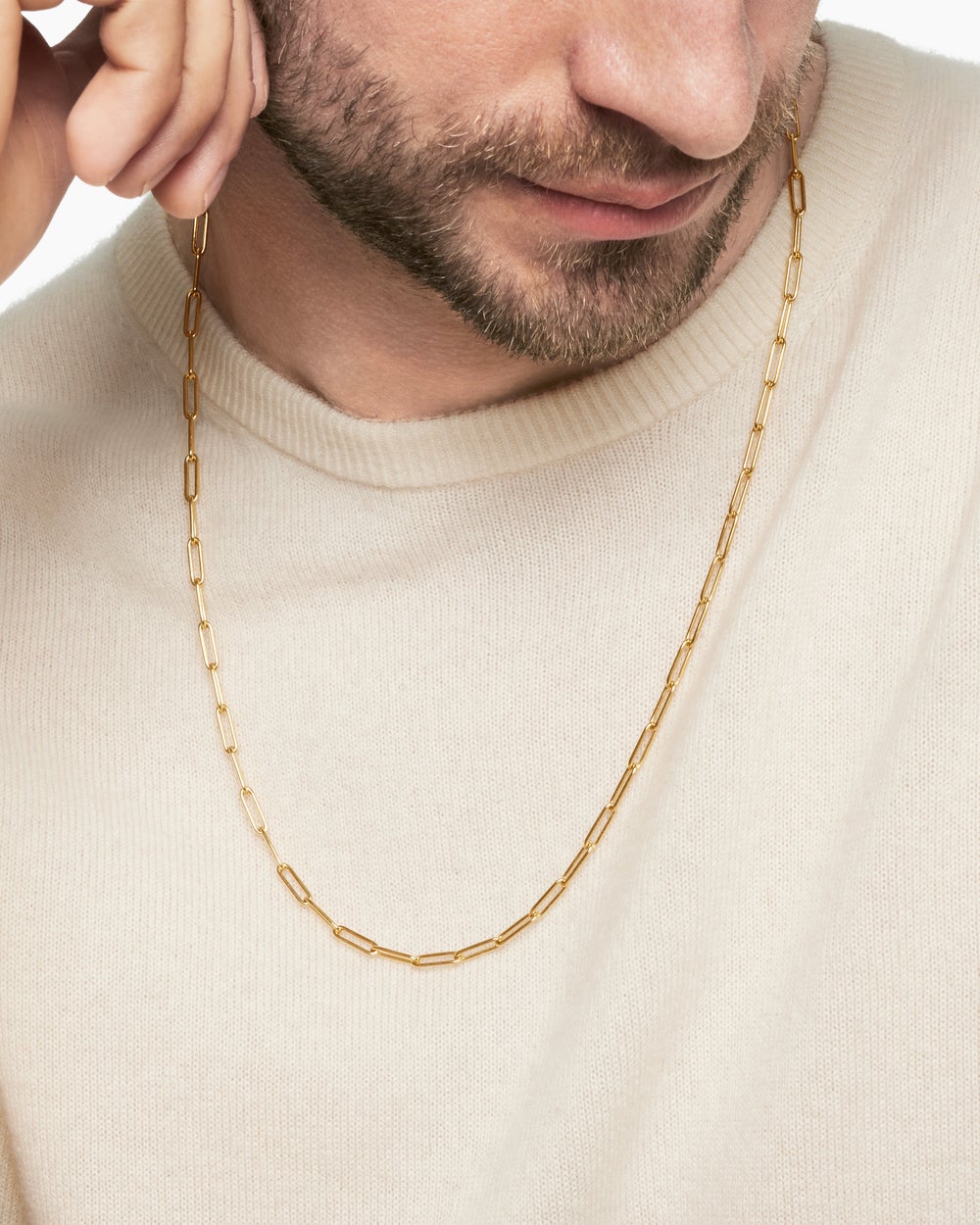Mens Streamline Chain Necklace in 18K Yellow Gold, 3.5mm
