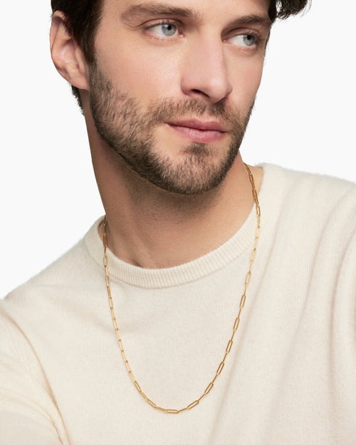 Mens Streamline Chain Necklace in 18K Yellow Gold, 3.5mm