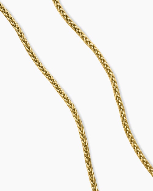 Mens Wheat Chain Necklace in 18K Yellow Gold, 2.5mm