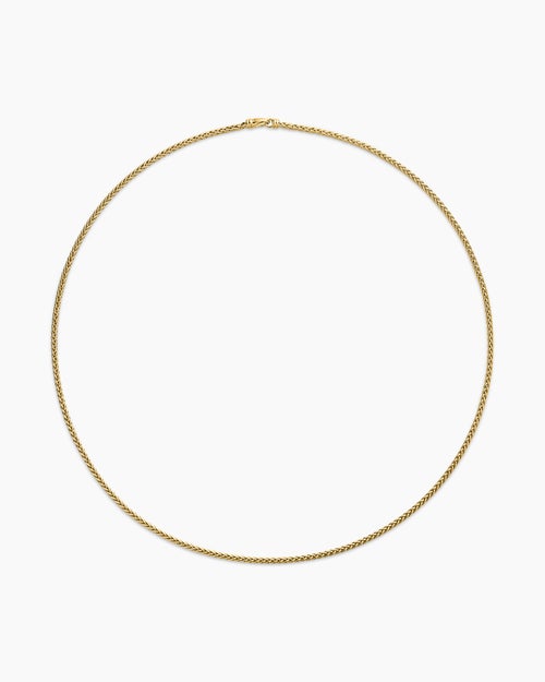 Mens Wheat Chain Necklace in 18K Yellow Gold, 2.5mm