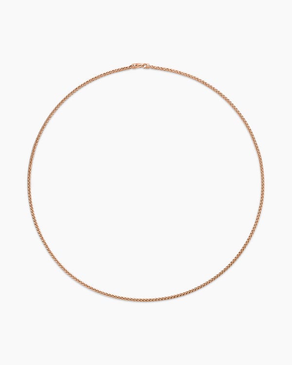 Wheat Chain Necklace in 18K Rose Gold, 2.5mm