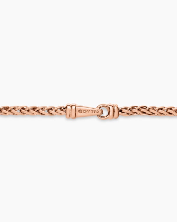 Wheat Chain Necklace in 18K Rose Gold, 2.5mm