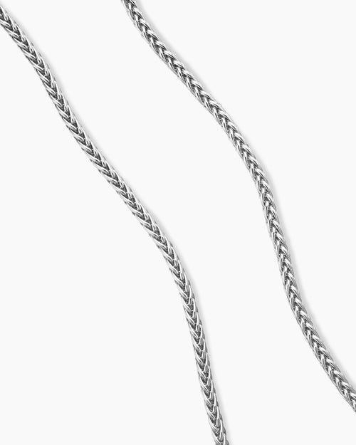 Mens Wheat Chain Necklace in Sterling Silver, 2.5mm