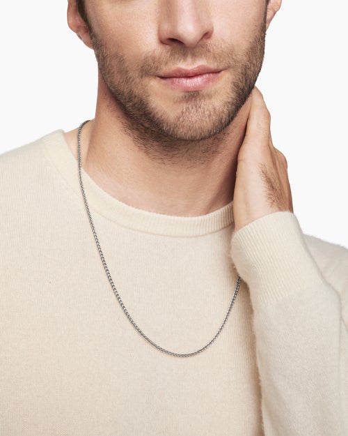 Mens Wheat Chain Necklace in Sterling Silver