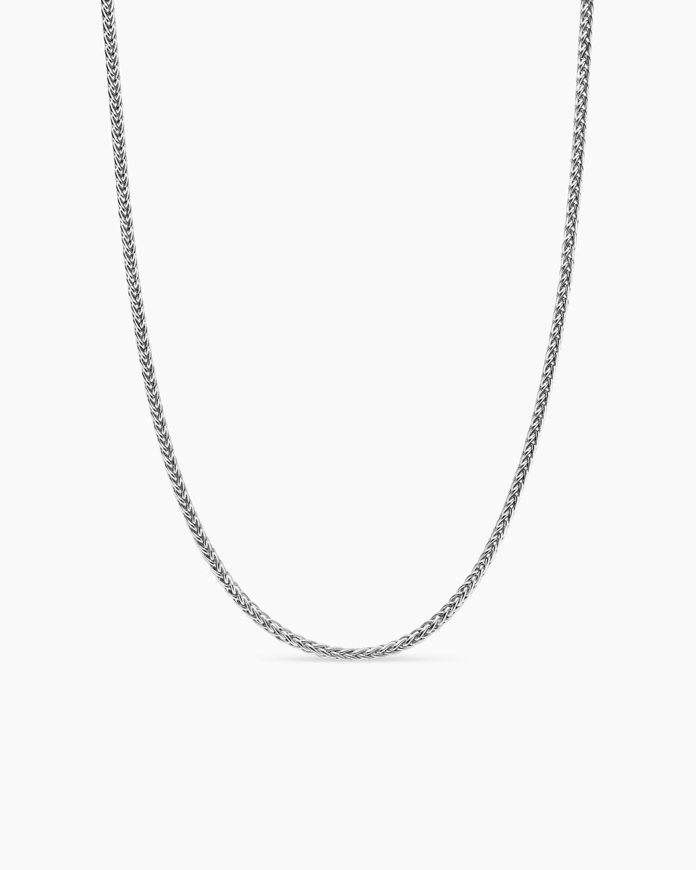 Mens Wheat Chain Necklace in Sterling Silver, 2.5mm