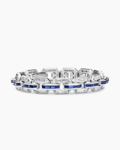 Mens Deco Baguette Link Bracelet in Platinum