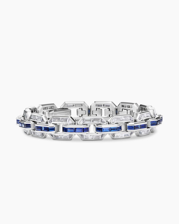 Deco Baguette Link Bracelet in Platinum