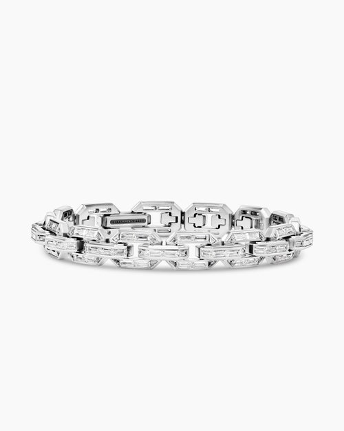 Mens Deco Baguette Link Bracelet in Platinum
