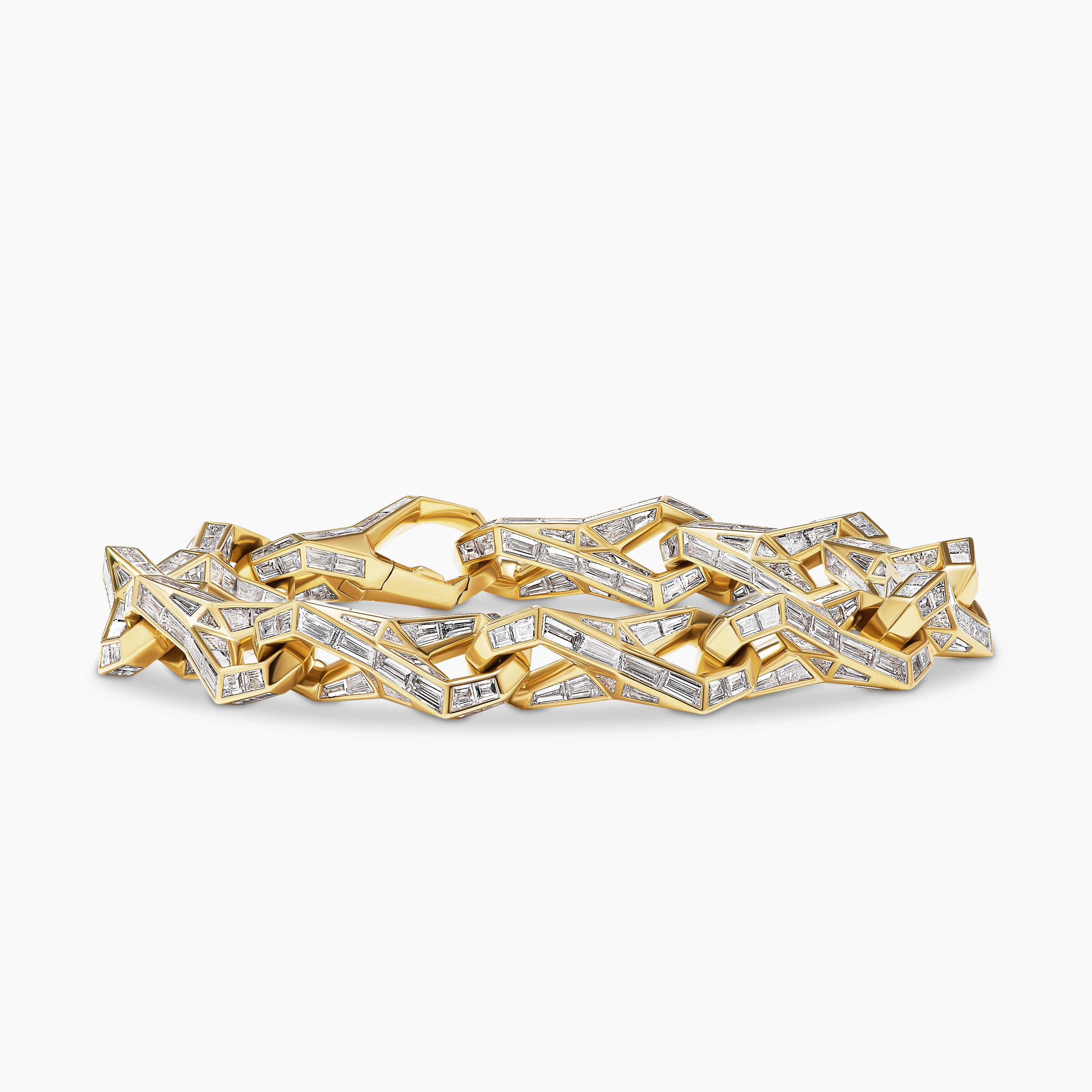 Bracelet &agrave; maillons Chain Link Faceted en or jaune avec diamants hommes 
