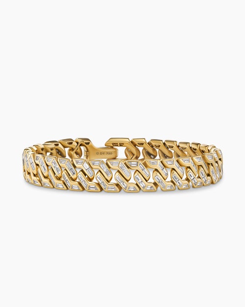 Mens Angular Curb Chain Bracelet in Yellow Gold