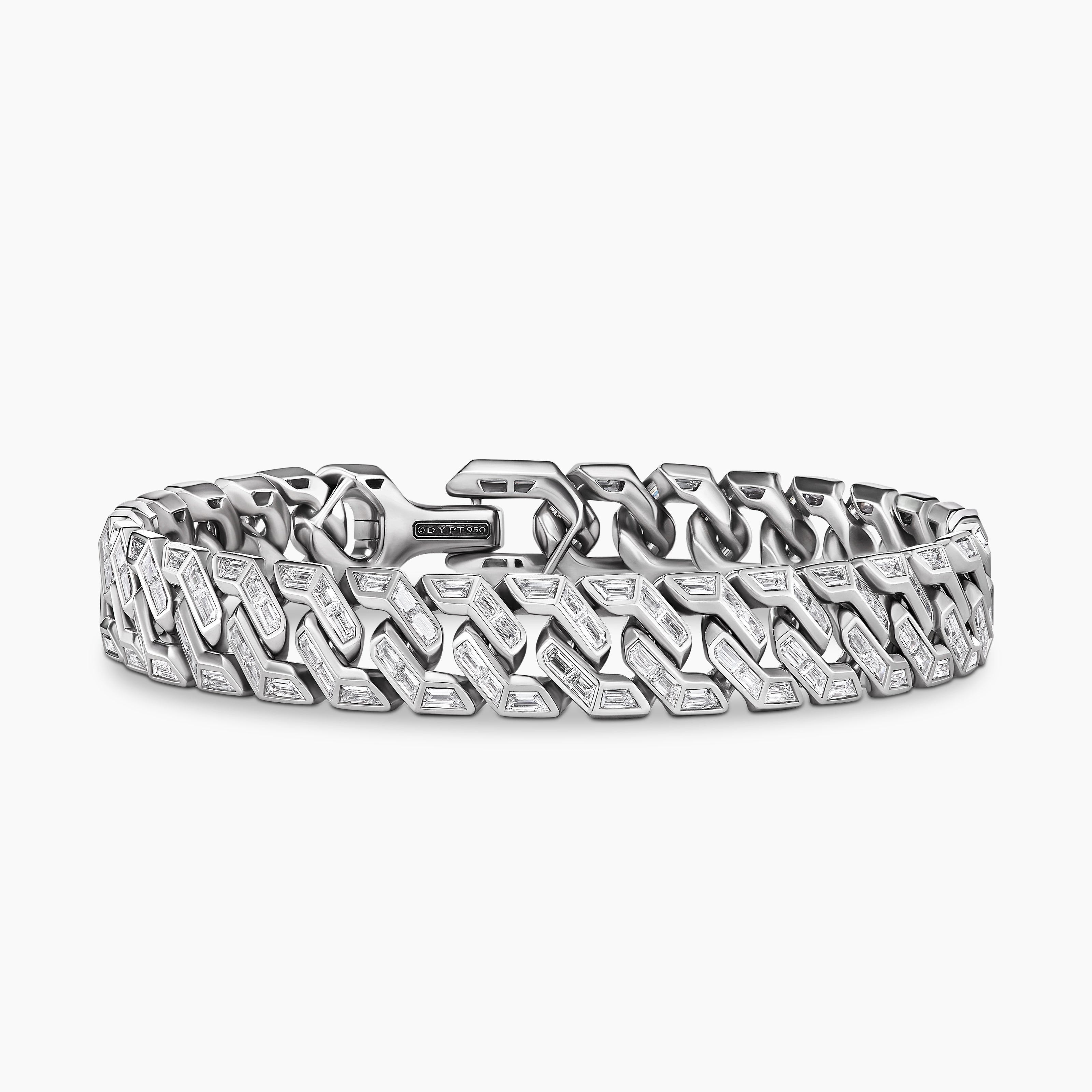 Bracelet Curb Chain angulaire en platine hommes 