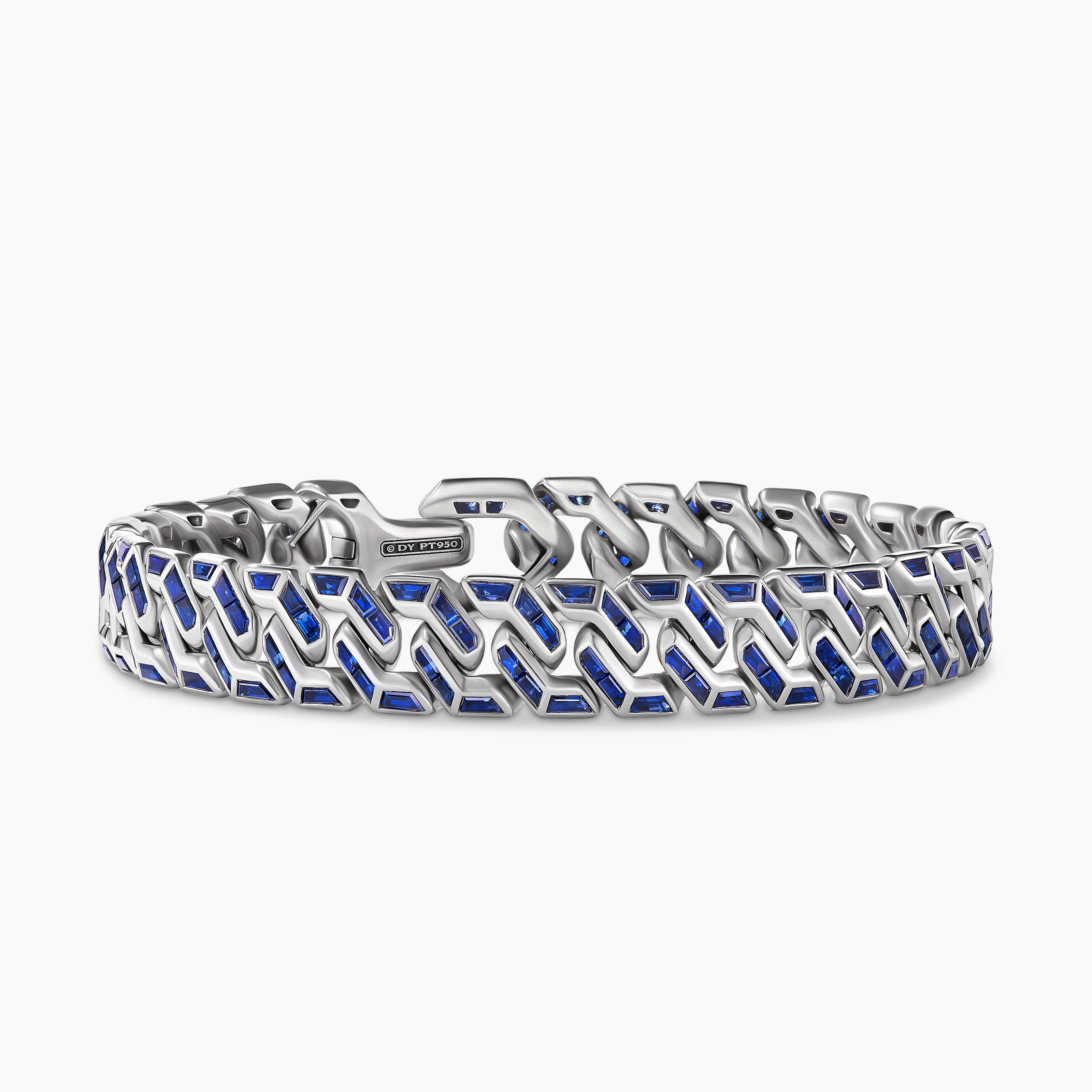 Mens Angular Curb Chain Bracelet in Platinum