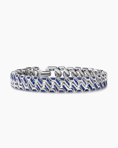 Mens Angular Curb Chain Bracelet in Platinum