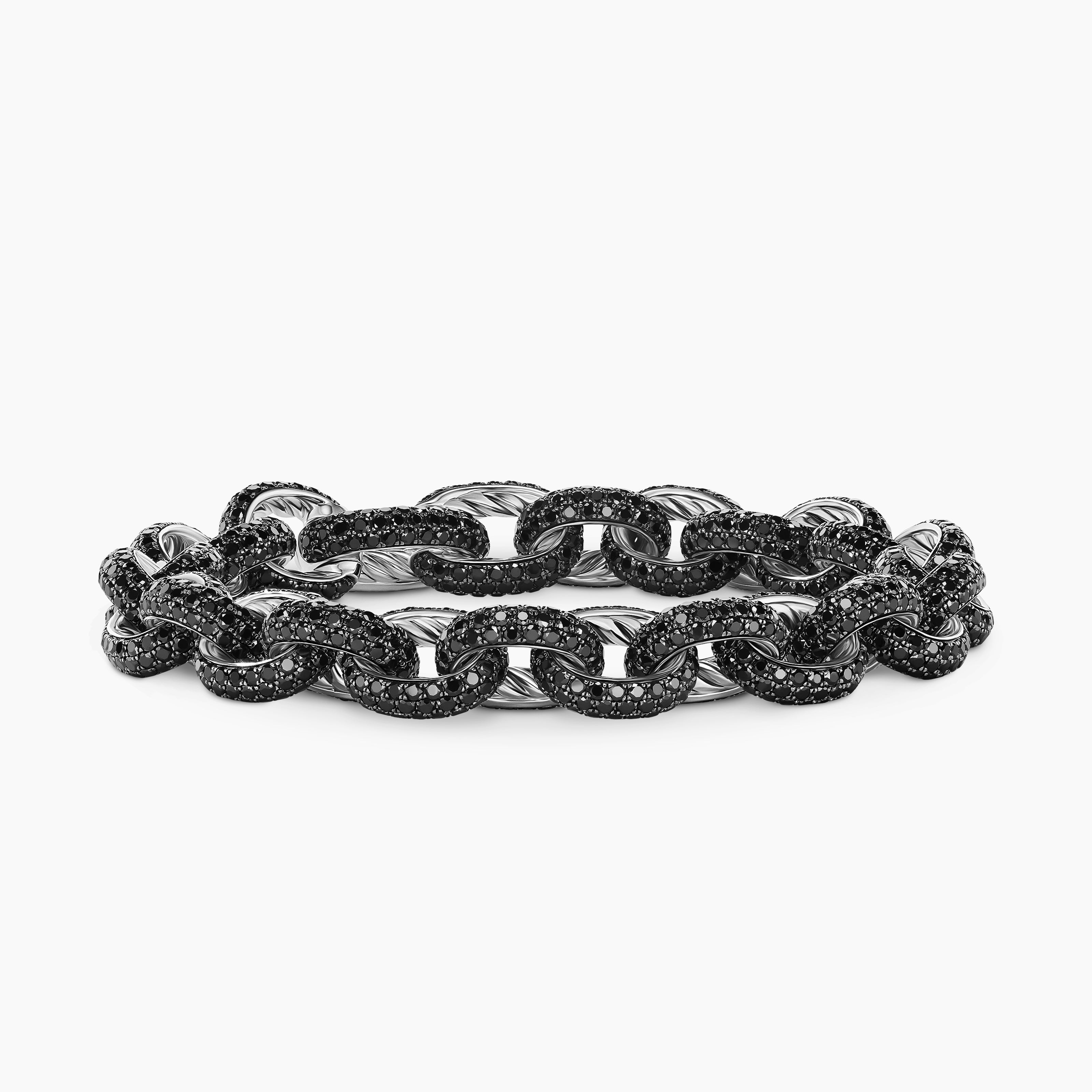 Bracelet cha&icirc;ne Oval Link Pav&eacute; en or blanc hommes 