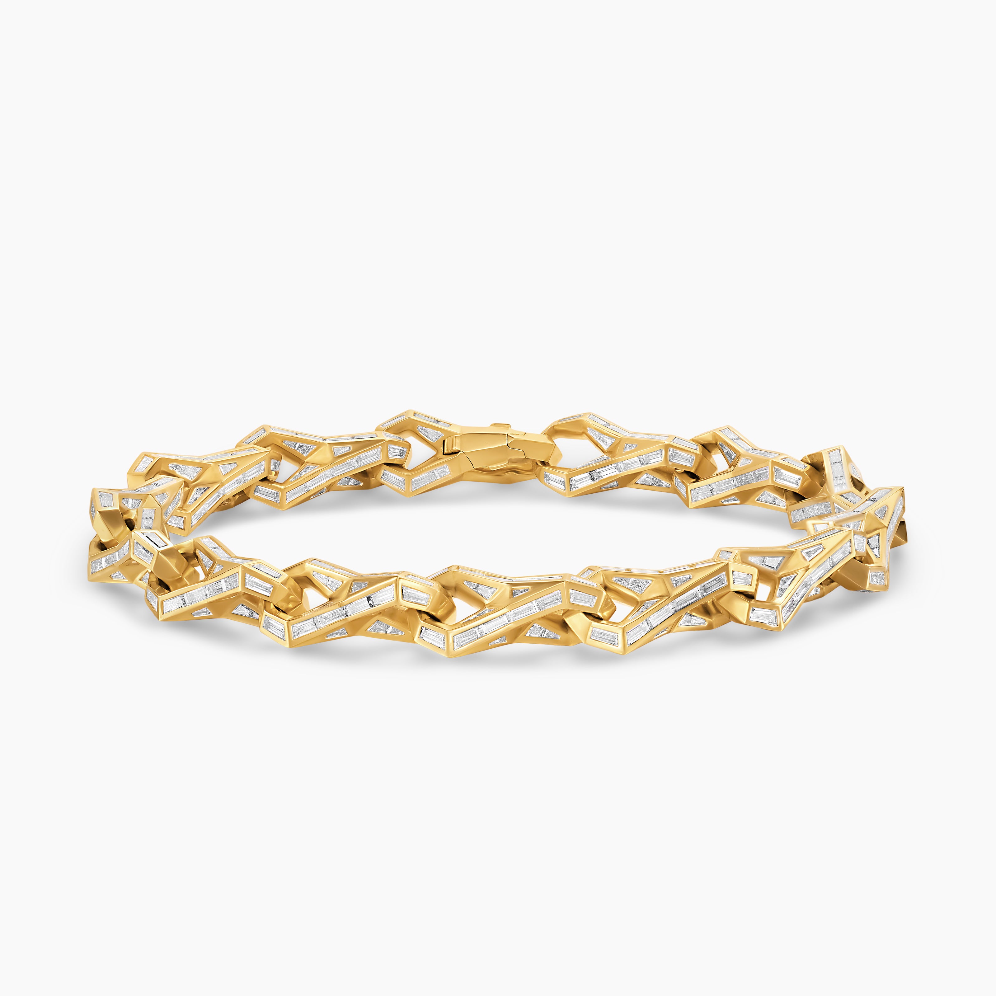 Bracelet &agrave; maillons Faceted en or jaune avec diamants hommes 