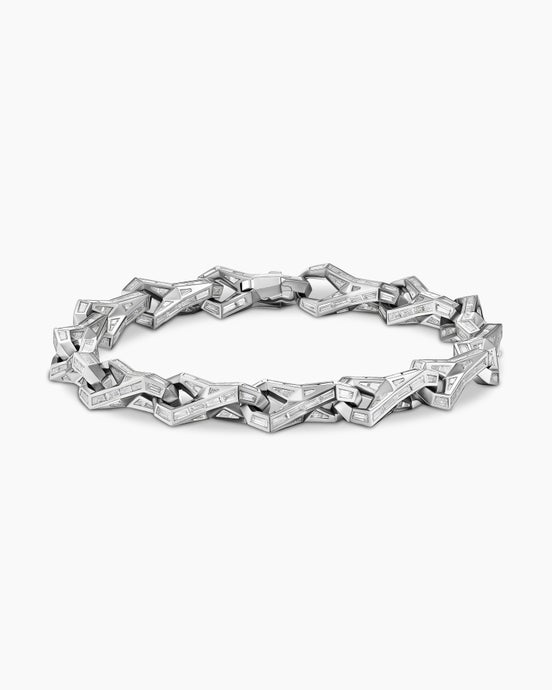 Faceted Chain Link Bracelet in Platinum with Diamonds