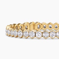 Hex Tennis Bracelet in Yellow Gold with Diamonds