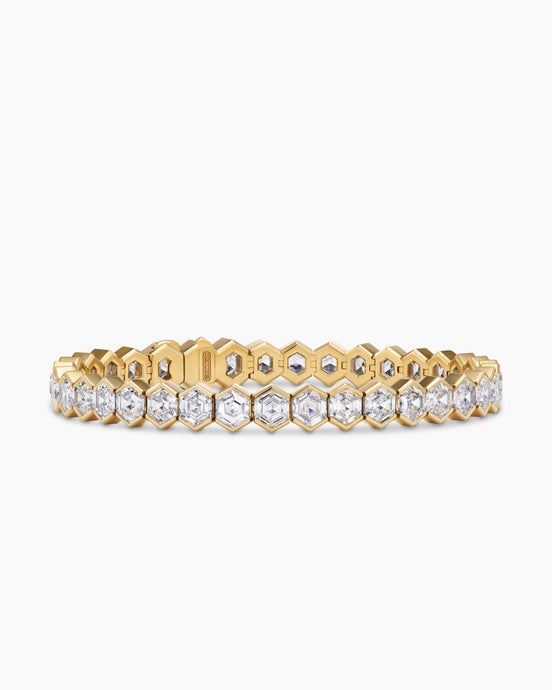 Hex Tennis Bracelet in Yellow Gold with Diamonds