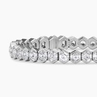 Hex Tennis Bracelet in Yellow Gold with Diamonds