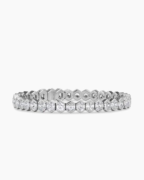 Hex Pavé Tennis Bracelet in Sterling Silver with Black Diamonds, 8mm