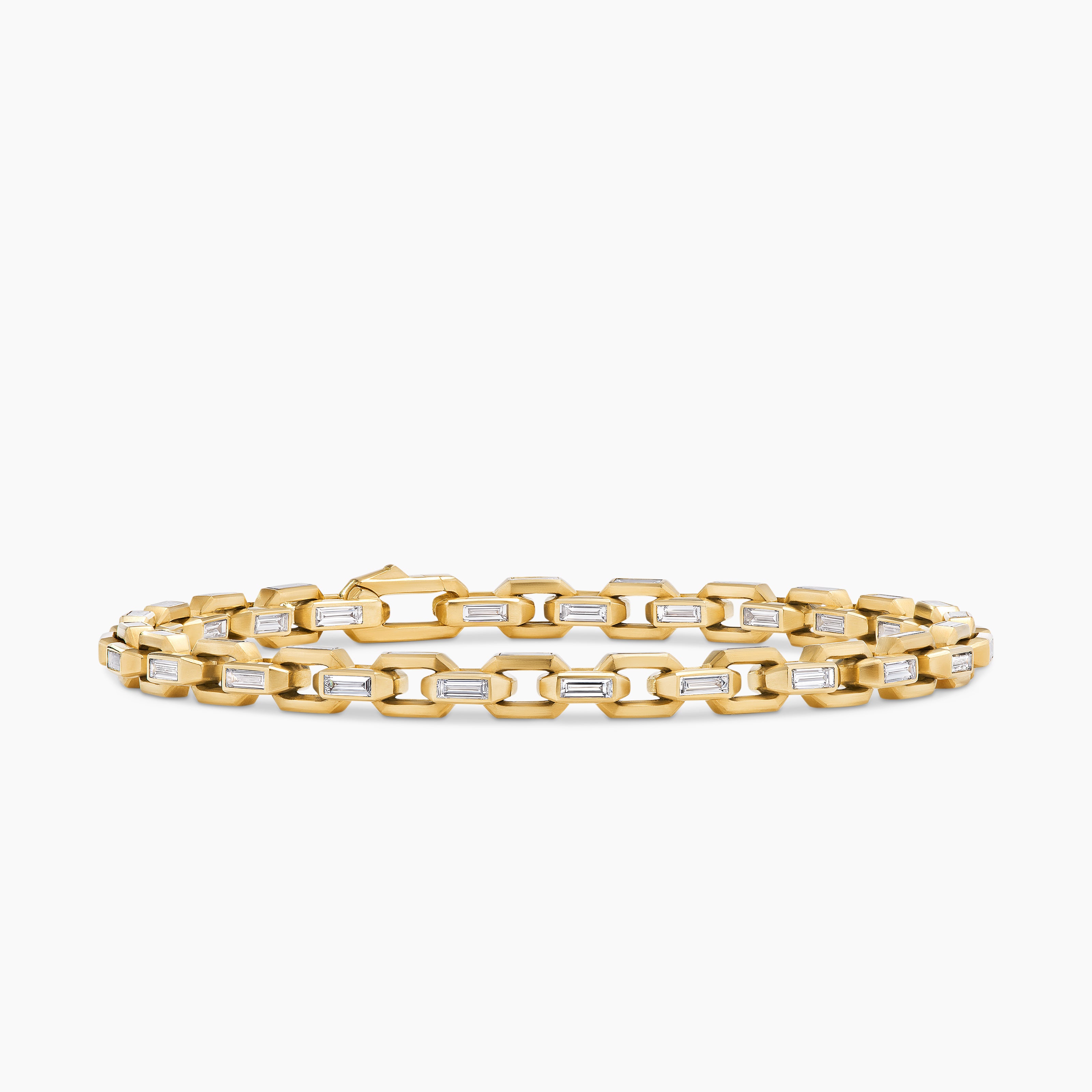 Mens Deco Chain Bracelet in Yellow Gold with Diamonds