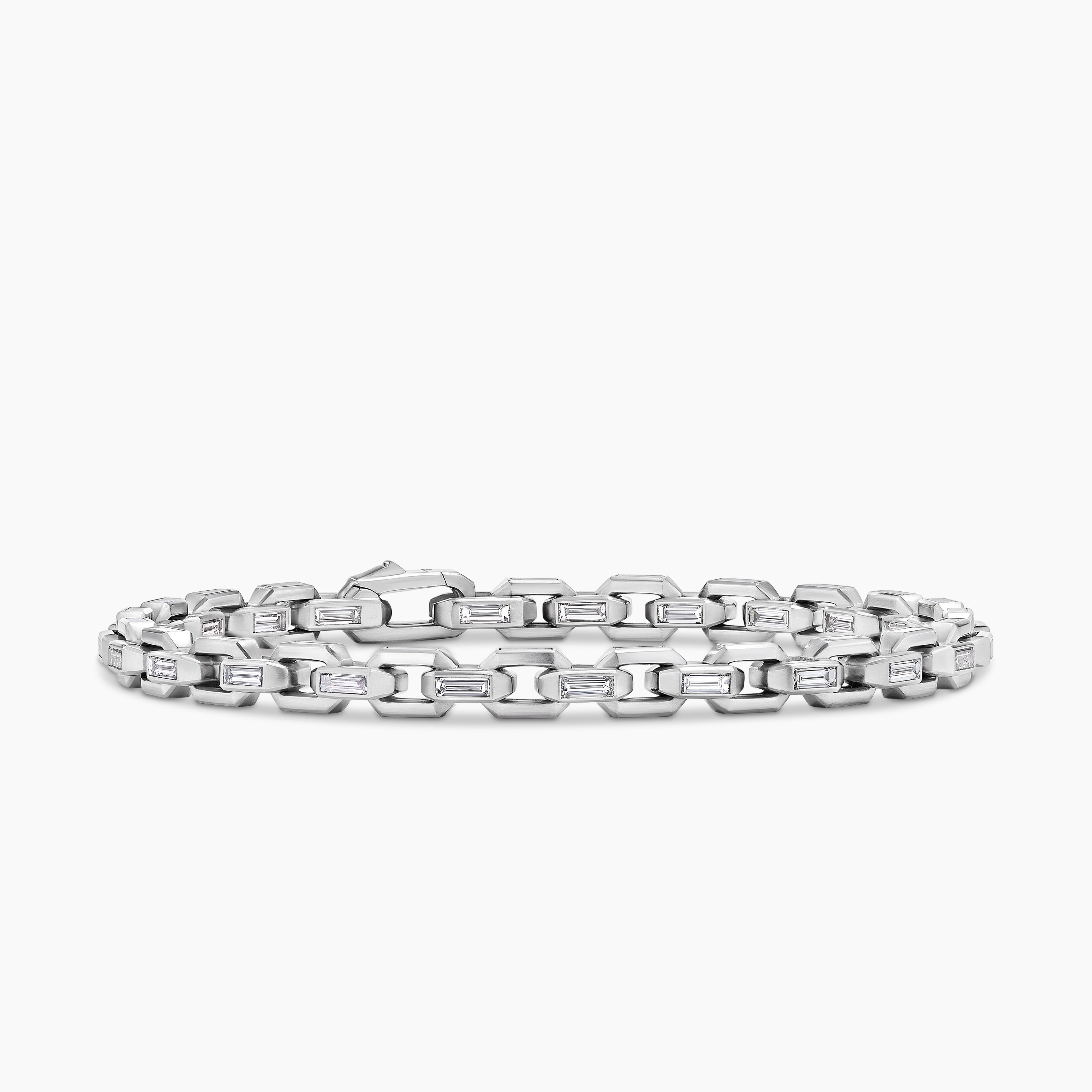 Mens Deco Chain Bracelet in Platinum with Diamonds