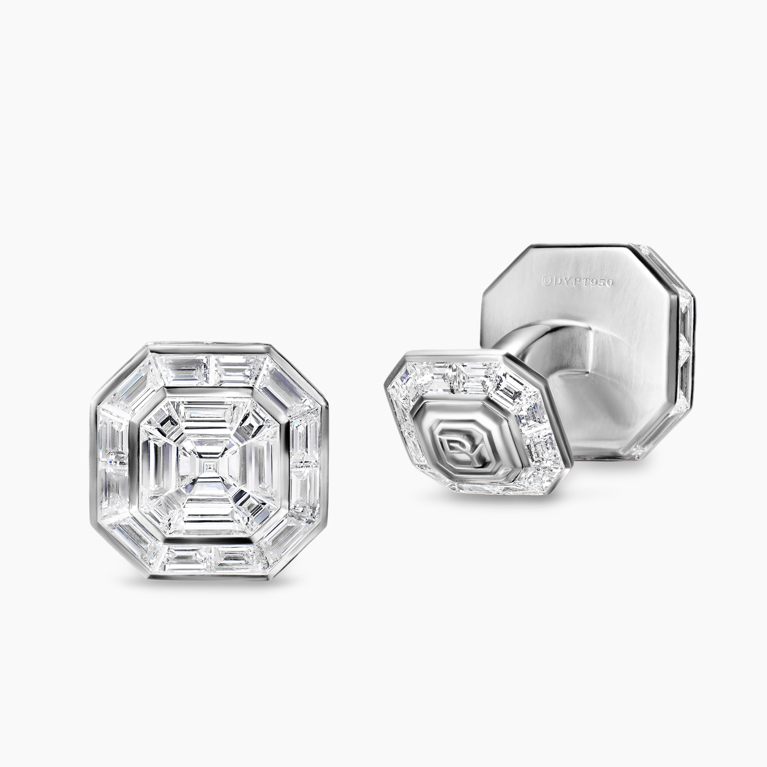 Mens Deco Cufflinks in Platinum