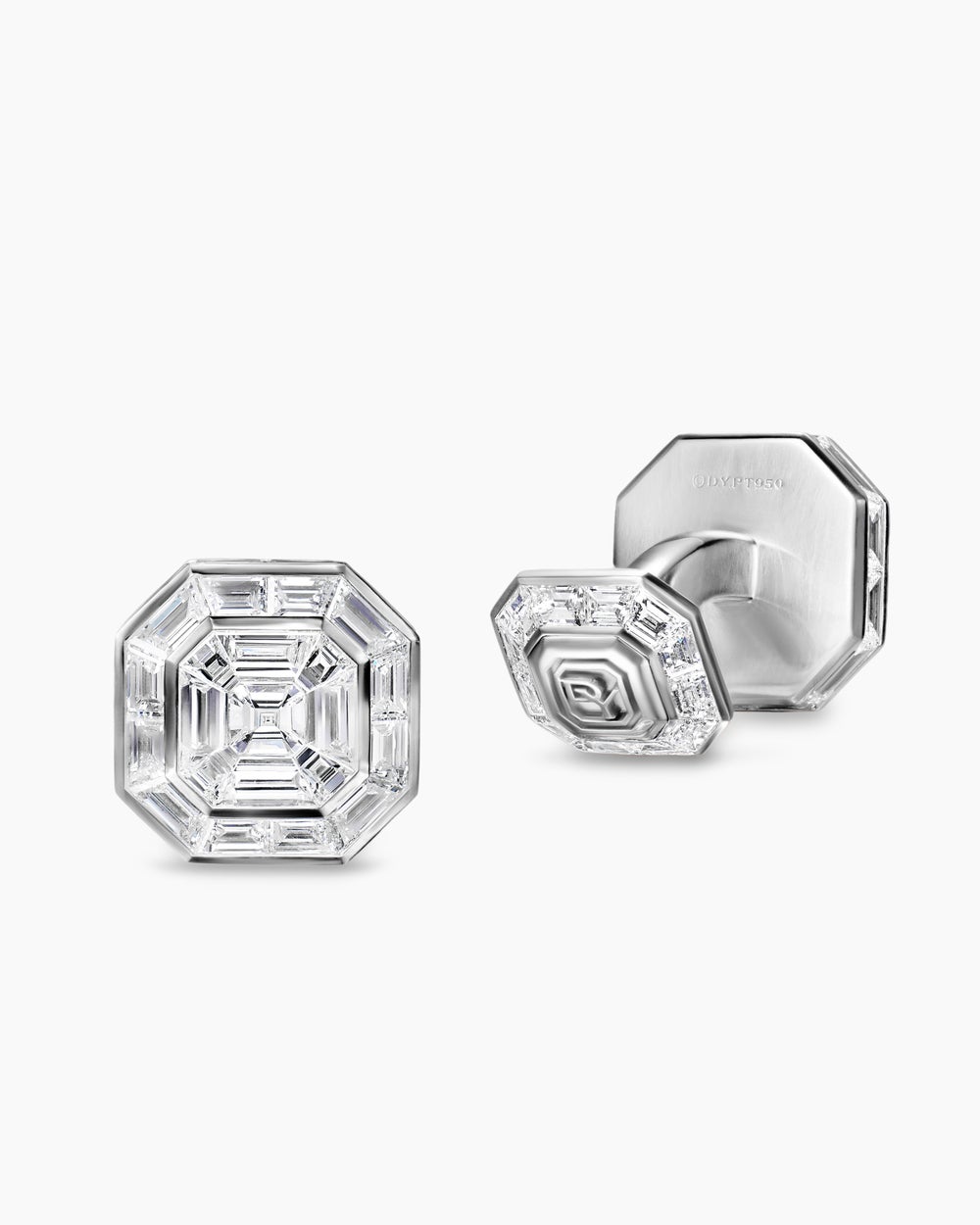 Mens Deco Cufflinks in Platinum