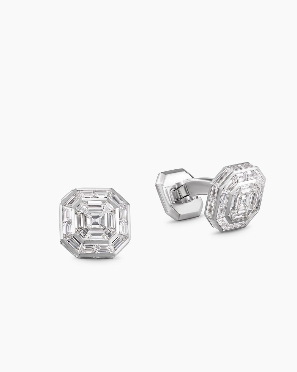Boutons de manchette Deco en platine avec diamants homme