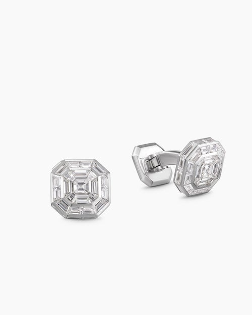Mens Deco Cufflinks in Platinum with Diamonds