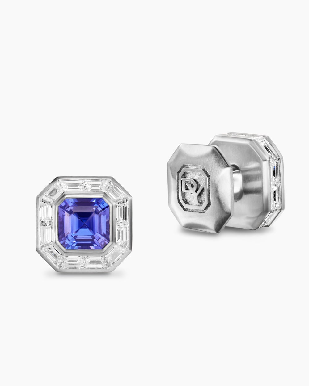 Boutons de manchette Deco en Platine avec tanzanite et diamants homme