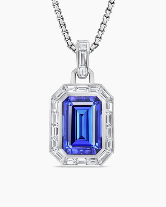 Deco Amulet in Platinum with Tanzanite and Baguette Diamonds