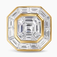 Deco Stud Earrings in Platinum with Sapphires and Diamonds